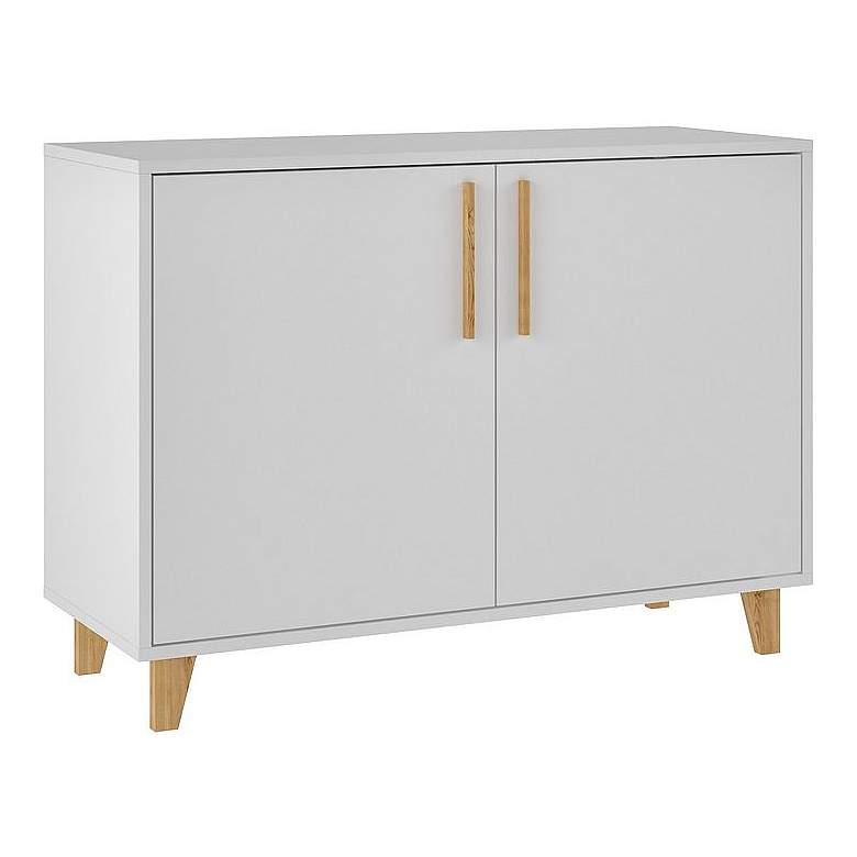 Image 1 Mid-Century Modern Herald Double Side Cabinet with 2 Shelves in White