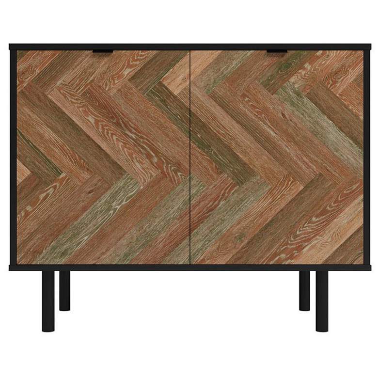 Image 1 Mid-Century Modern Liam Accent Cabinet with 2 Shelves in Black and Brown