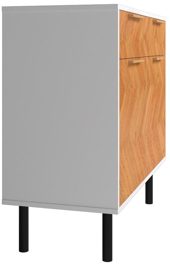 Image 7 Mid-Century Modern Liam Sideboard with 4 Shelves in White and Wood more views