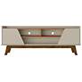 Mid Century Modern Marcus TV Stand with Solid Wood Legs Greige and Nature