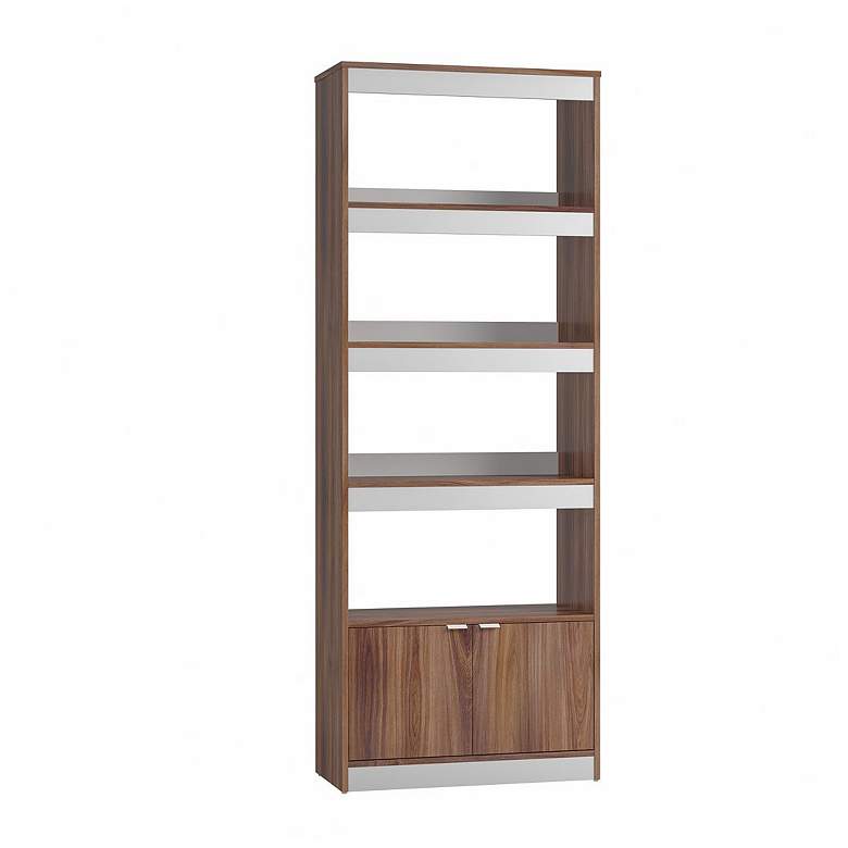 Image 1 Mid-Century Modern Ratzer Bookcase with 5 Shelves in Brown and White
