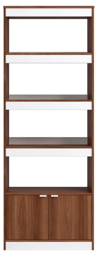 Image 5 Mid-Century Modern Ratzer Bookcase with 5 Shelves in Brown and White more views