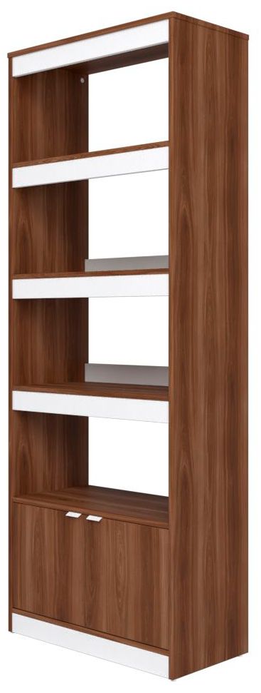 Image 6 Mid-Century Modern Ratzer Bookcase with 5 Shelves in Brown and White more views