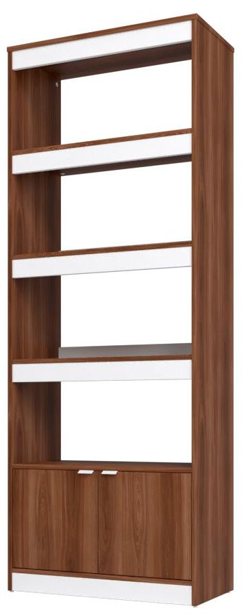 Image 7 Mid-Century Modern Ratzer Bookcase with 5 Shelves in Brown and White more views