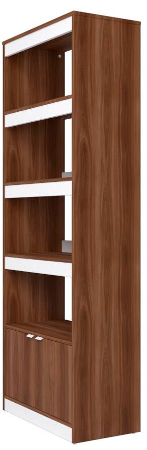Mid-Century Modern Ratzer Bookcase with 5 Shelves in Brown and White