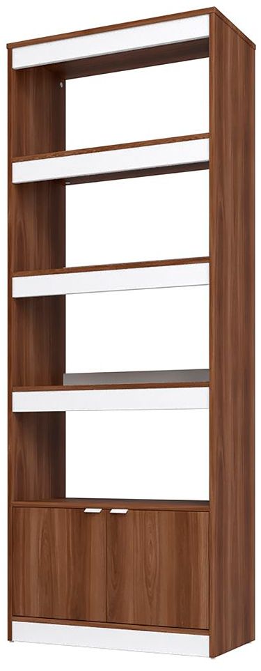 Mid-Century Modern Ratzer Bookcase with 5 Shelves in Brown and White