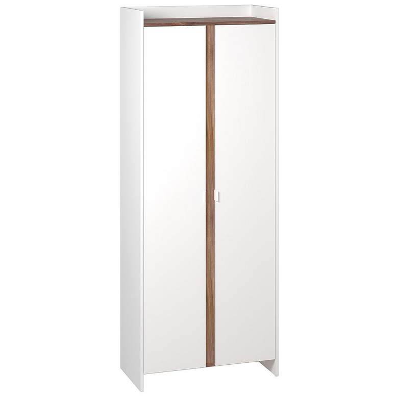 Image 1 Mid-Century Modern Ratzer Storage Cabinet with 11 Shelves in White & Br