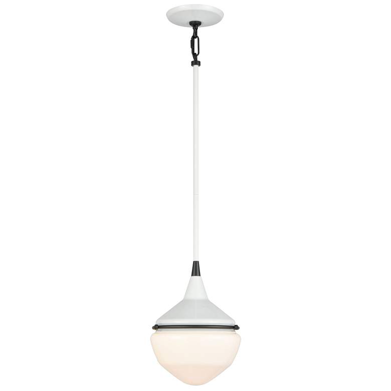 Image 1 Mid-Century Schoolhouse 12" Wide 1-Light Mini Pendant - Enamel White