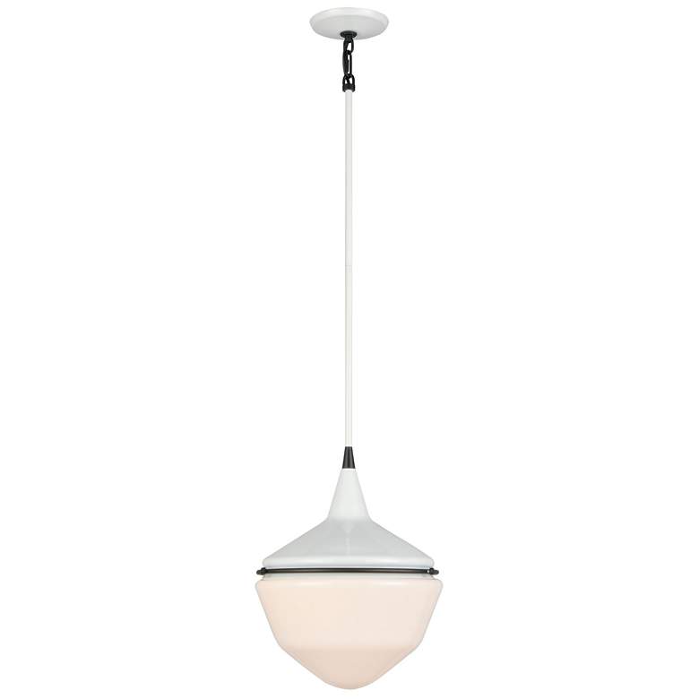 Image 1 Mid-Century Schoolhouse 12" Wide 1-Light Mini Pendant - Enamel White