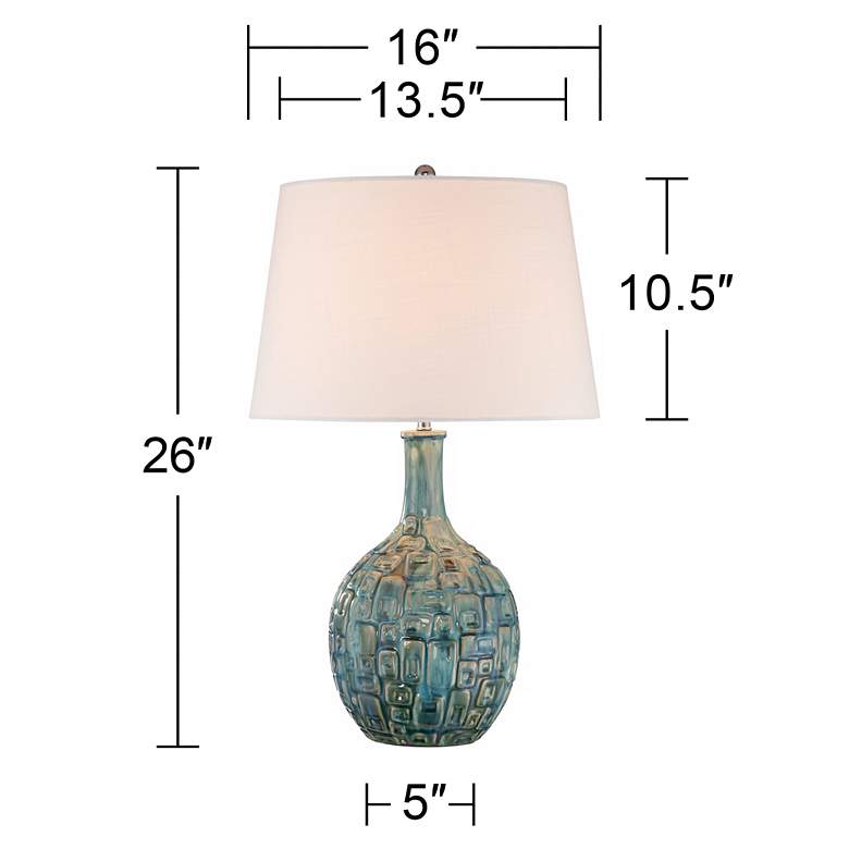 Mid-Century Teal Ceramic Gourd Table Lamp more views