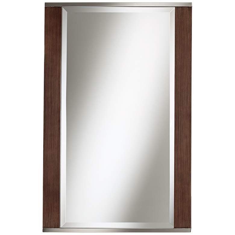 Image 1 Mid-Century Wood - Chrome 34 inch High Vanity Mirror