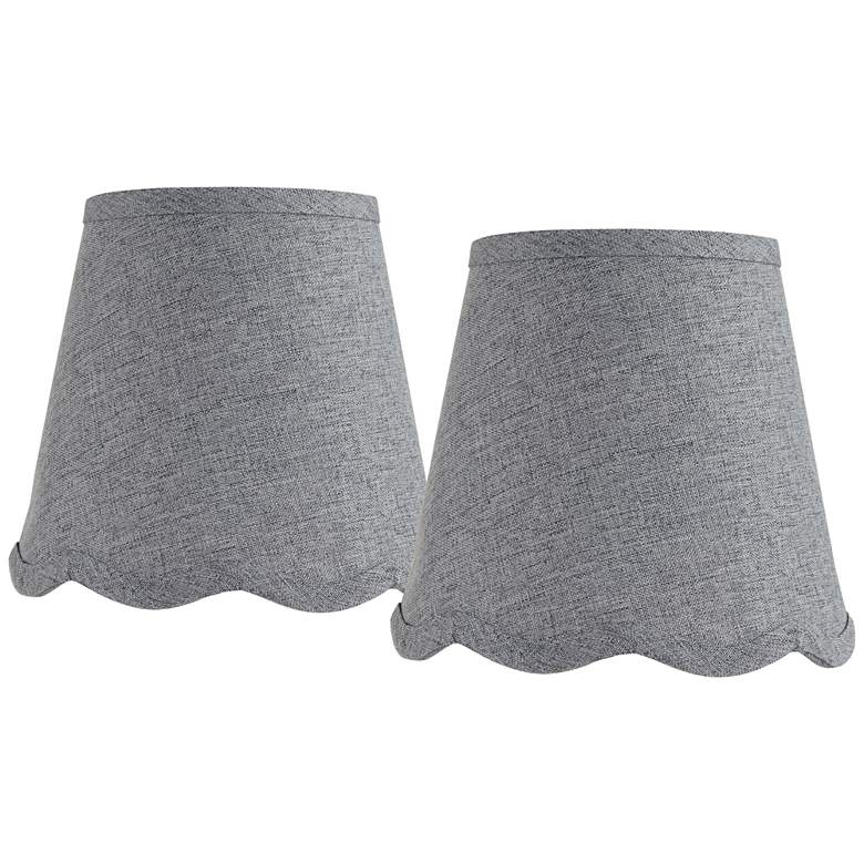 Image 1 Mid-Gray Set of 2 Empire Lamp Shades 4x6x5.5 (Candle Clip)