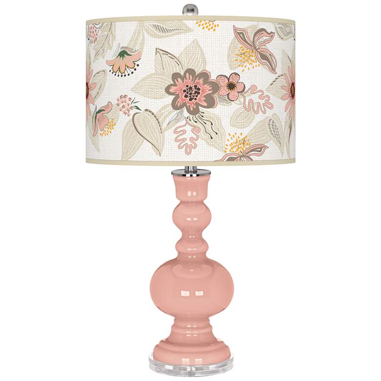 Image 1 Mid Summer Floral Lamp Shade on Rustique Pink Coral Apothecary Table Lamp