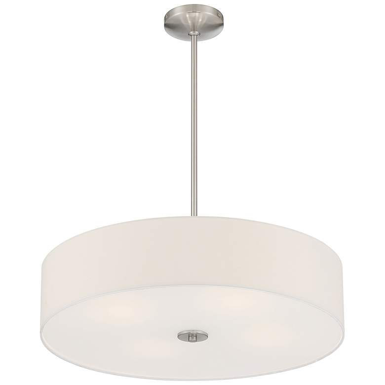 Image 6 Mid Town 24" Wide Brushed Steel LED Drum Pendant Light more views