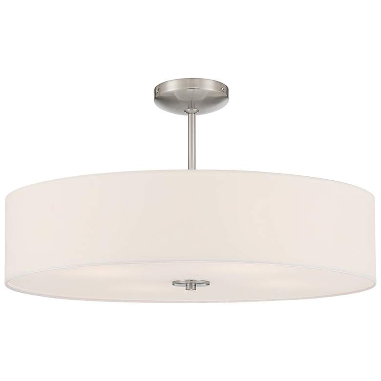 Image 7 Mid Town 24" Wide Brushed Steel LED Drum Pendant Light more views