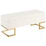 1_Midas Storage Bench in Gold Steel and White Velvet by LumiSource