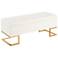 Midas Storage Bench in Gold Steel and White Velvet by LumiSource