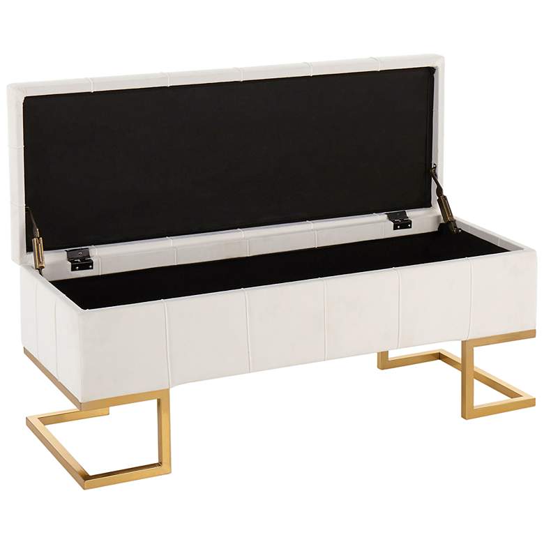 Image 2 Midas Storage Bench in Gold Steel and White Velvet by LumiSource more views