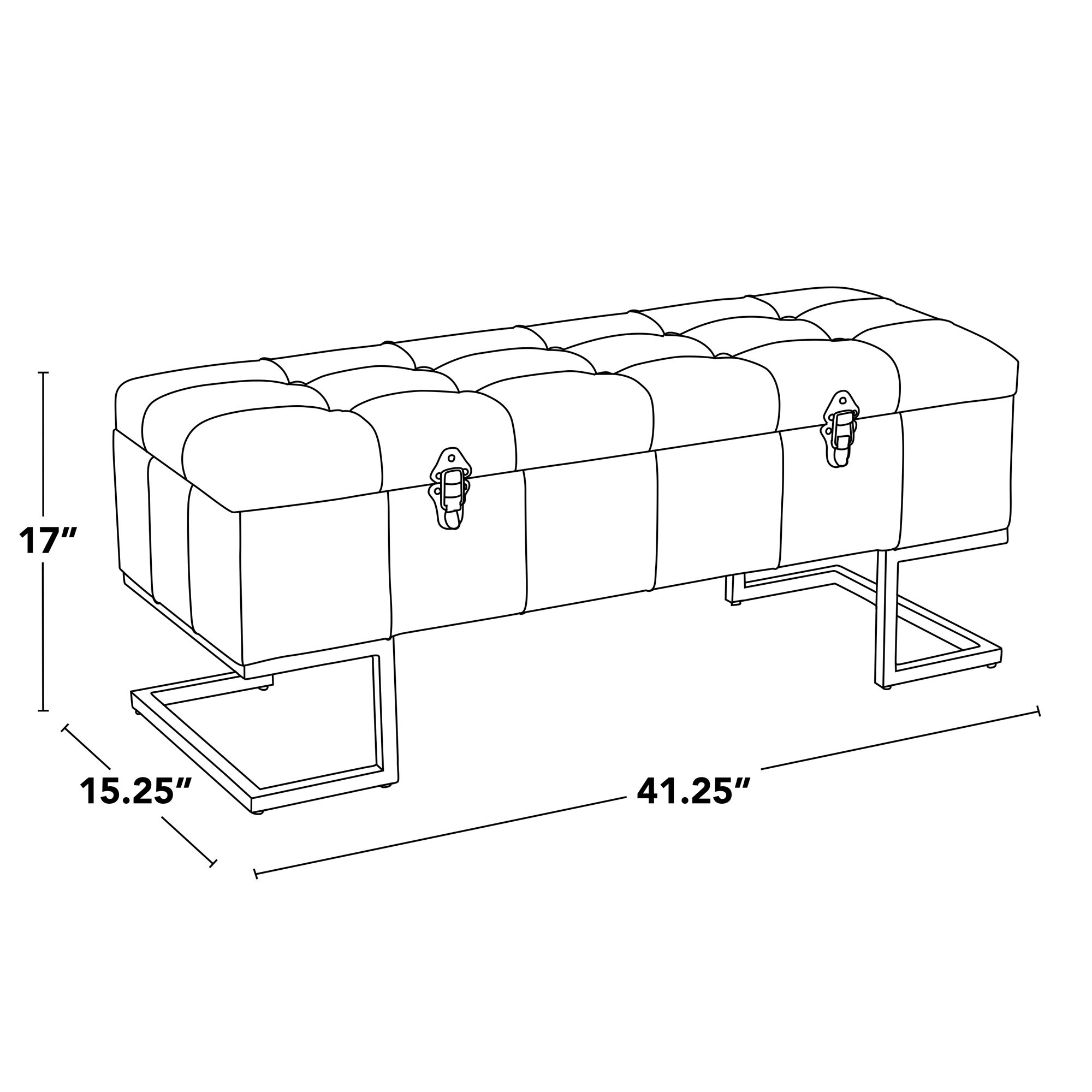 Midas Storage Bench in Gold Steel and White Velvet by LumiSource