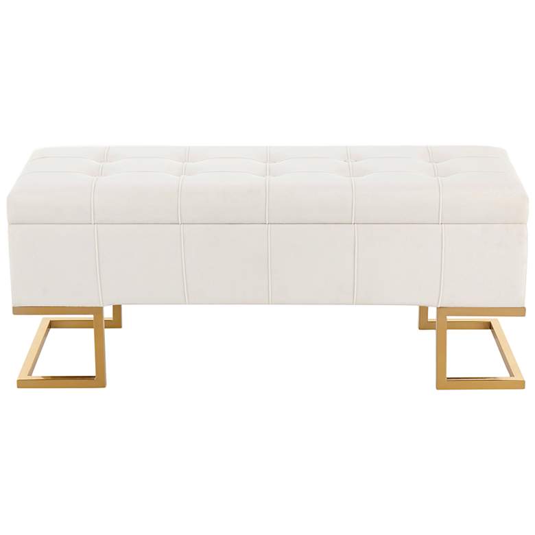 Image 5 Midas Storage Bench in Gold Steel and White Velvet by LumiSource more views