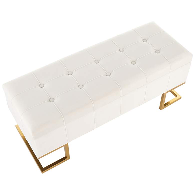 Image 6 Midas Storage Bench in Gold Steel and White Velvet by LumiSource more views