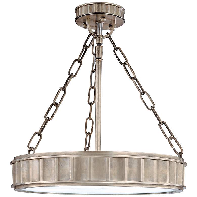 Image 1 Middlebury Historic Nickel Finish 15 1/2 inch Wide Ceiling Light