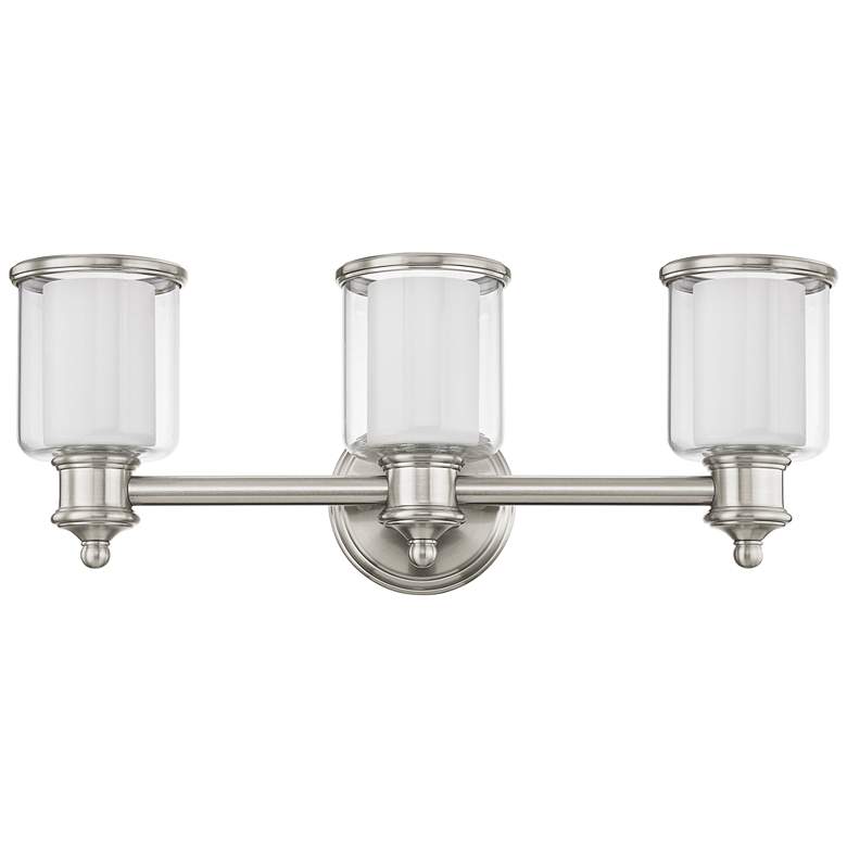 Image 1 Middlebush 23 1/2 inch Wide Brushed Nickel 3-Light Bath Light