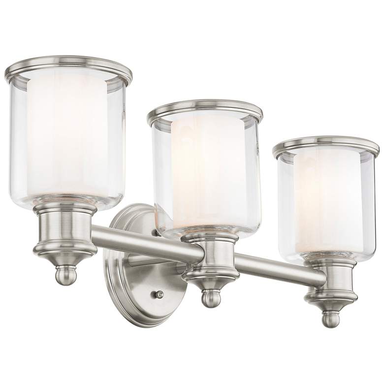 Image 4 Middlebush 23 1/2 inch Wide Brushed Nickel 3-Light Bath Light more views