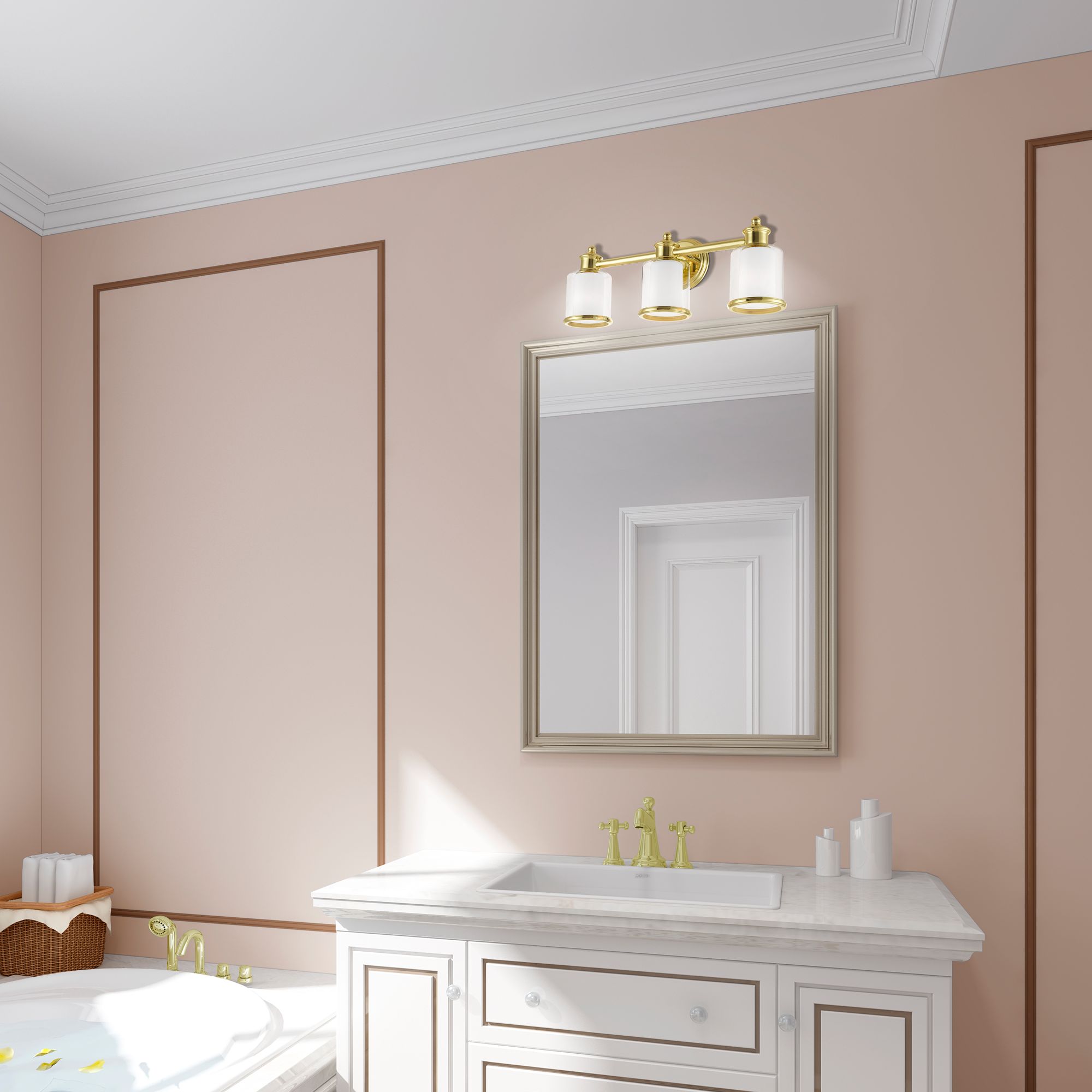 Middlebush 23 1/2" Wide Polished Brass 3-Light Bath Light