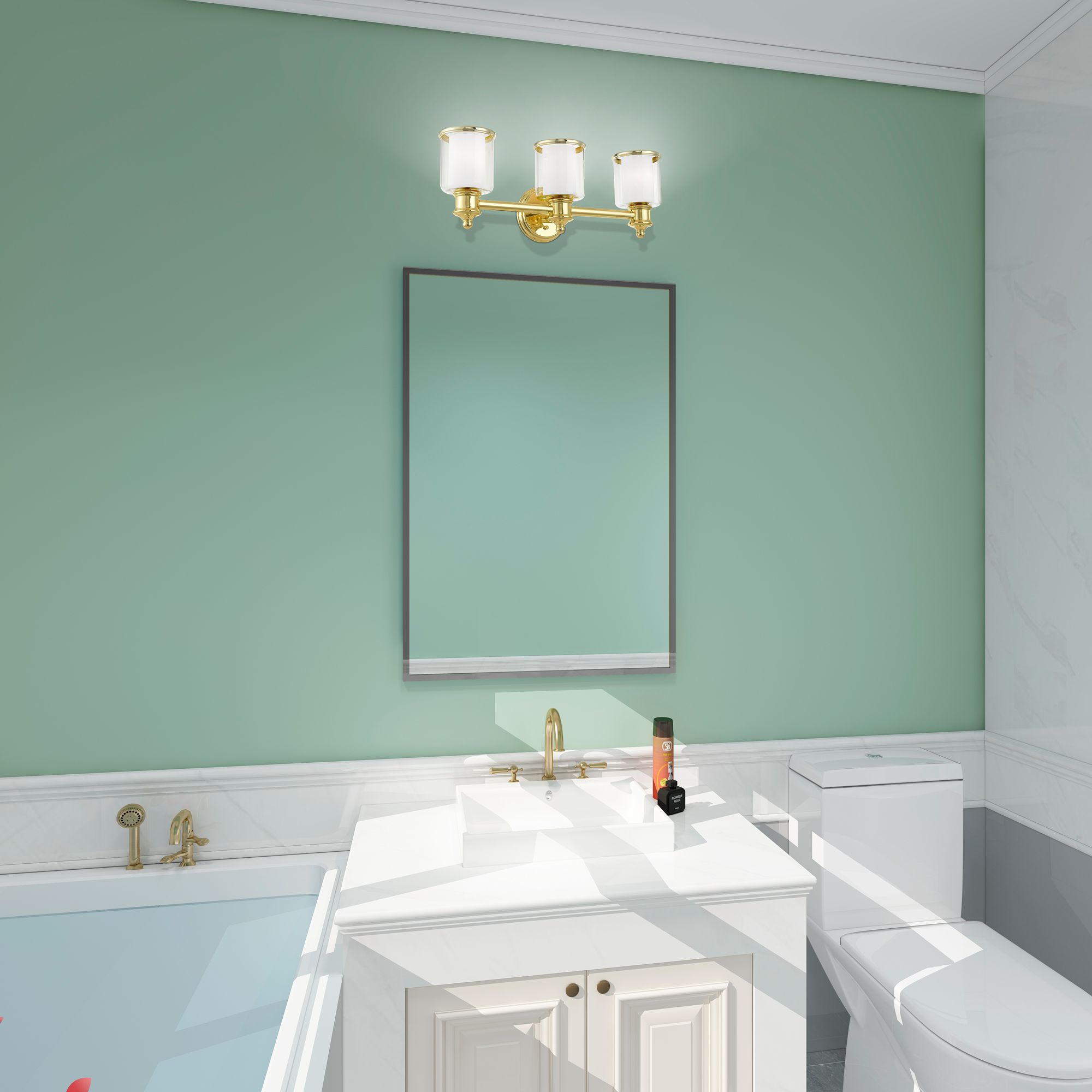 Middlebush 23 1/2" Wide Polished Brass 3-Light Bath Light