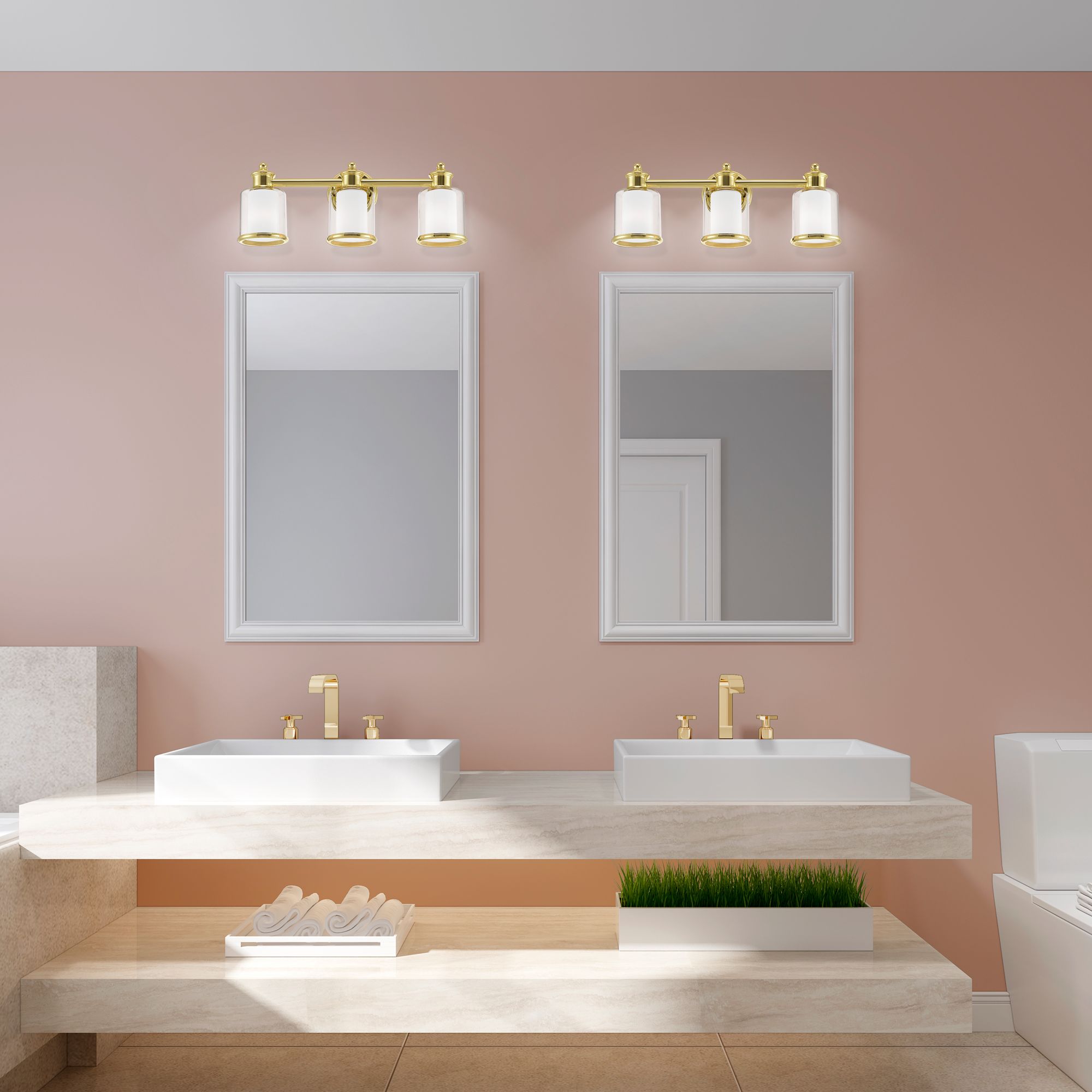 Middlebush 23 1/2" Wide Polished Brass 3-Light Bath Light