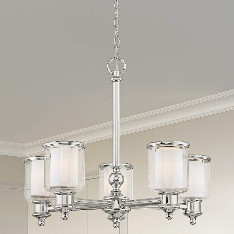 Image 2 Middlebush 25" Wide Polished Nickel 5-Light Chandelier