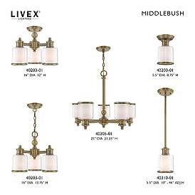 Image2 of Middlebush 3 Light Antique Brass Convertible Mini Chandelier/Ceiling Mount more views