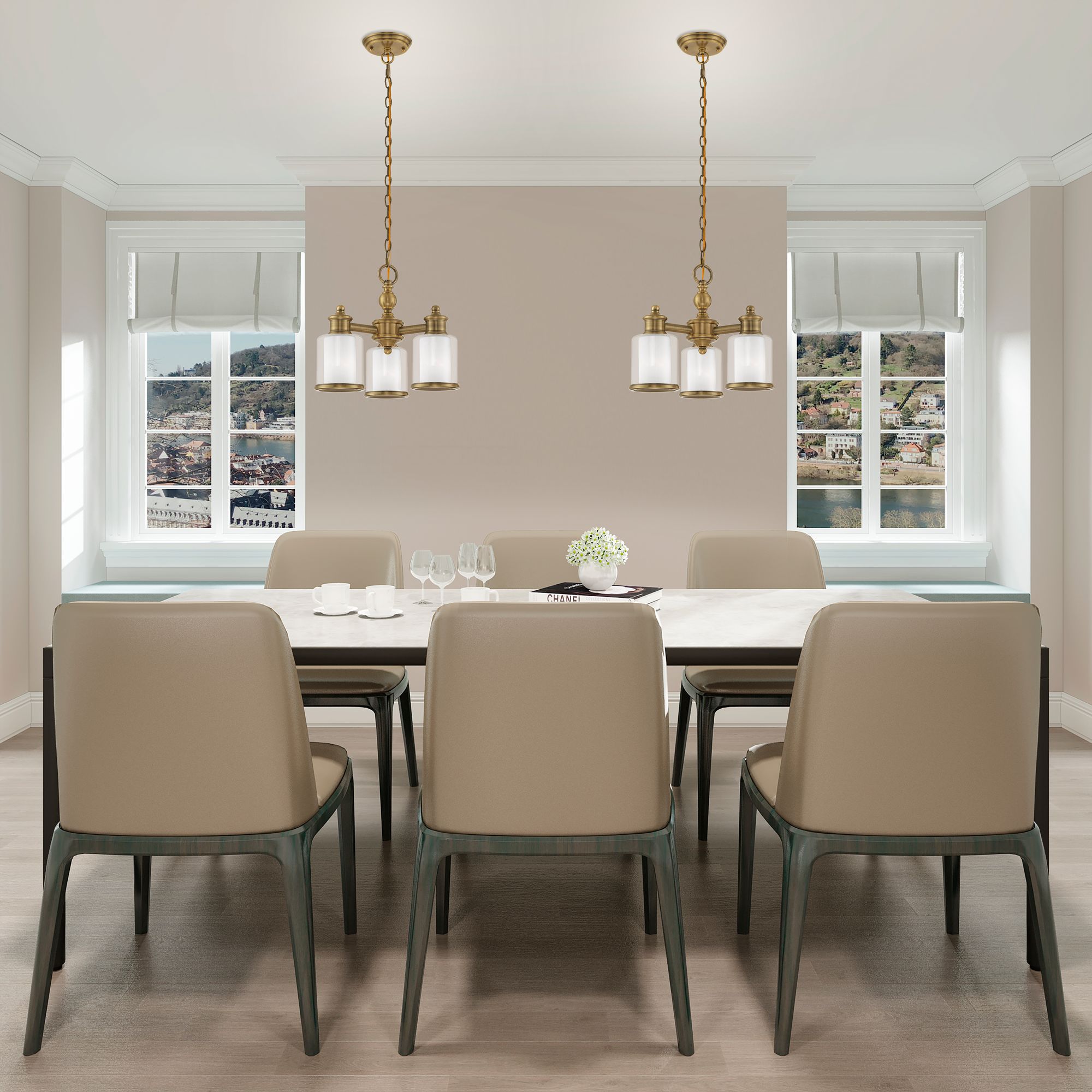 Middlebush 3 Light Antique Brass Convertible Mini Chandelier/Ceiling Mount