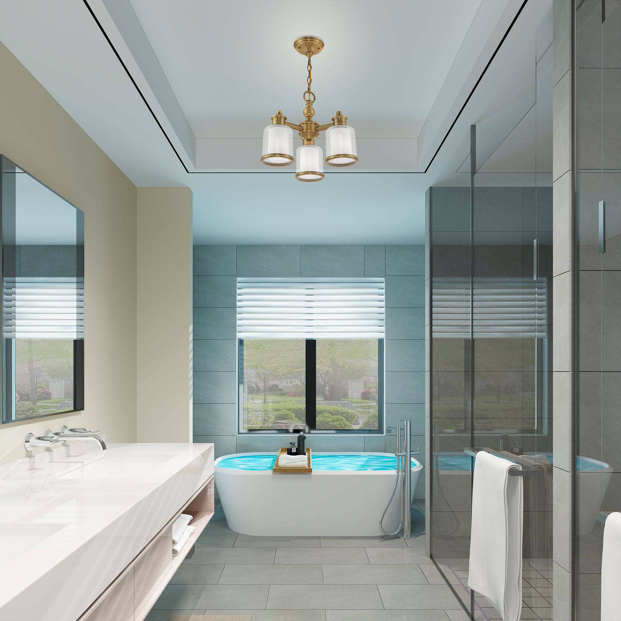 Middlebush 3 Light Antique Brass Convertible Mini Chandelier/Ceiling Mount