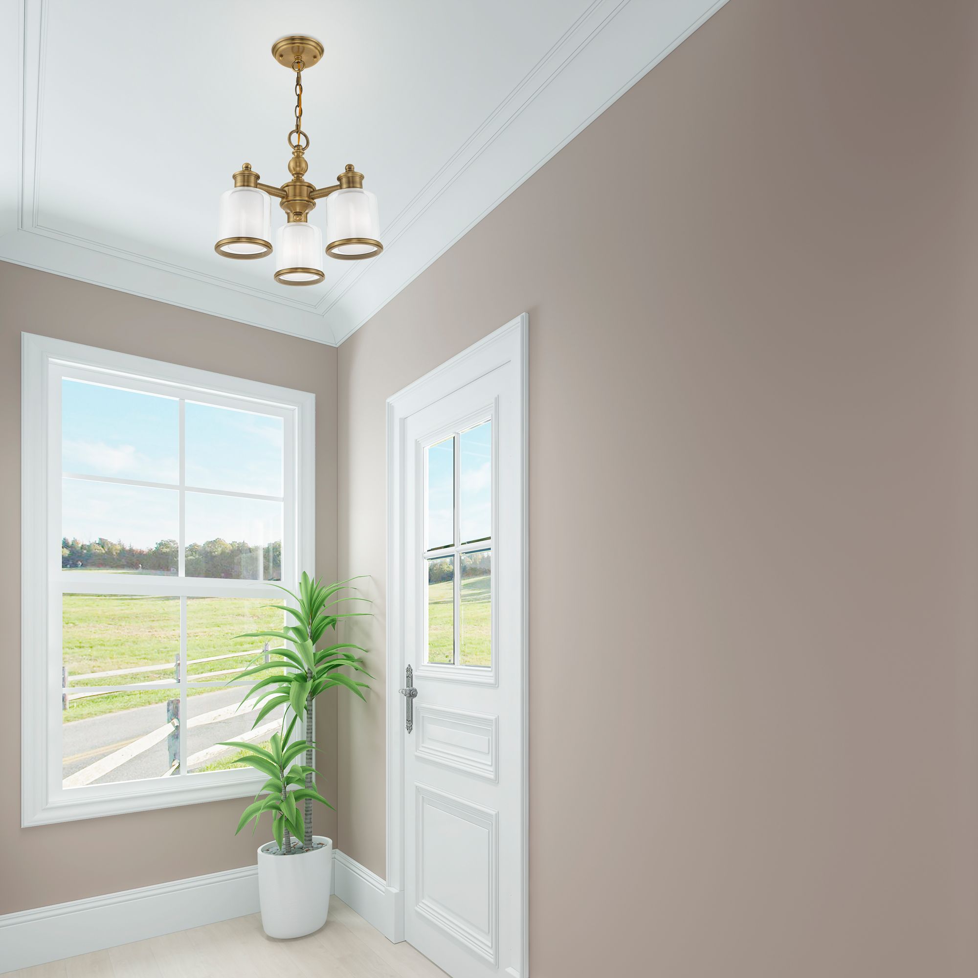 Middlebush 3 Light Antique Brass Convertible Mini Chandelier/Ceiling Mount