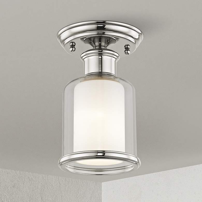 Image 2 Middlebush 5 1/2" Wide Polished Nickel Ceiling Light