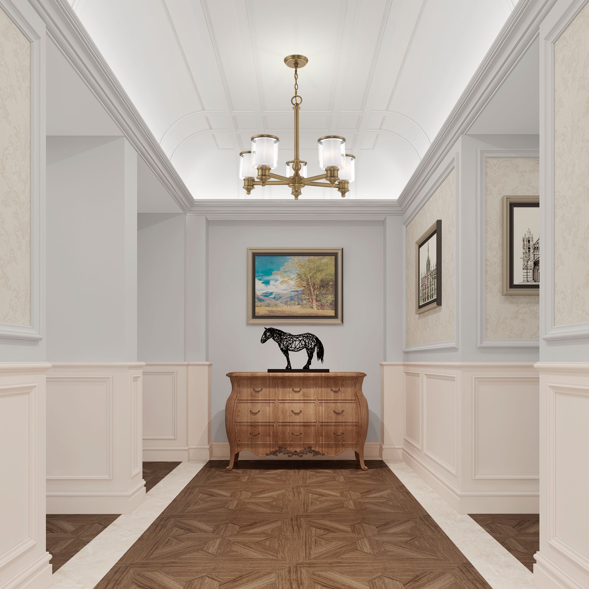 Middlebush 5 Light Antique Brass Chandelier