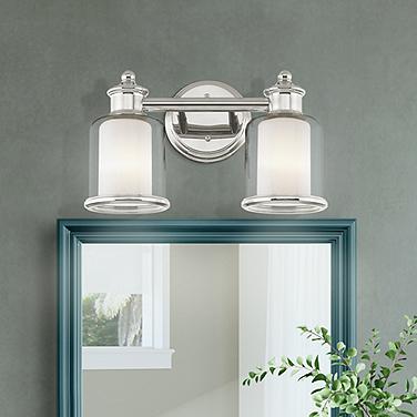 Middlebush 9" High Polished Nickel 2-Light Wall Sconce