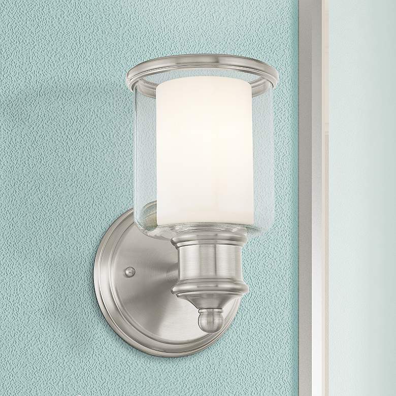 Image 1 Middlebush 9" High Brushed Nickel Wall Sconce