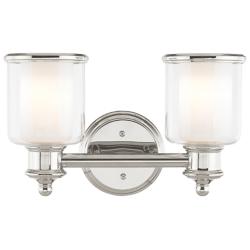 Middlebush 9" High Polished Nickel 2-Light Wall Sconce