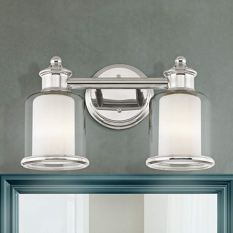 Image 1 Middlebush 9" High Polished Nickel 2-Light Wall Sconce