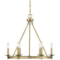 Middleton 25" Wide Warm Brass 6-Light Ring Chandelier