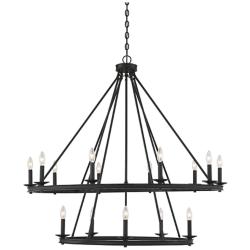 Middleton 45" Wide Matte Black 15-Light 2-Tier Chandelier