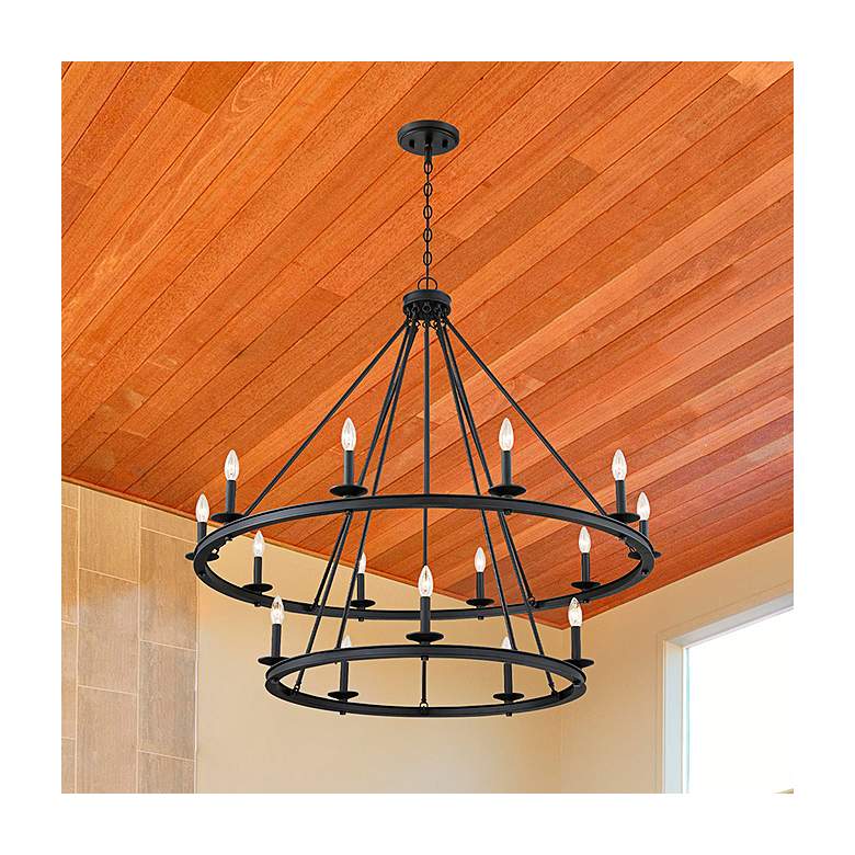 Image 2 Middleton 45" Wide Matte Black 15-Light 2-Tier Chandelier