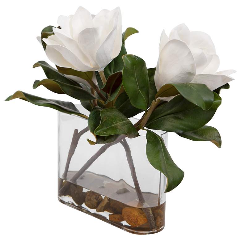 Image 2 Middleton White Magnolia 16 1/2 inch Wide Faux Flowers in Vase more views