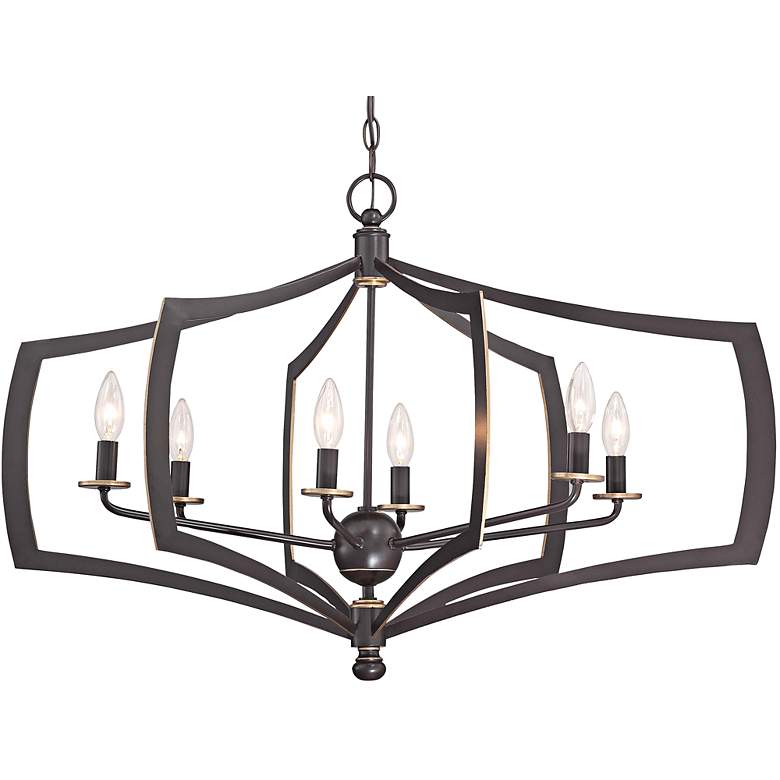 Image 2 Middletown 34 inch Wide Downton Bronze 6-Light Oval Chandelier
