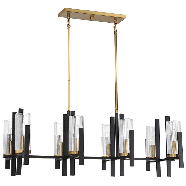 Image 2 Midland 16" Wide Black and Brass 6-Light Linear Chandelier more views