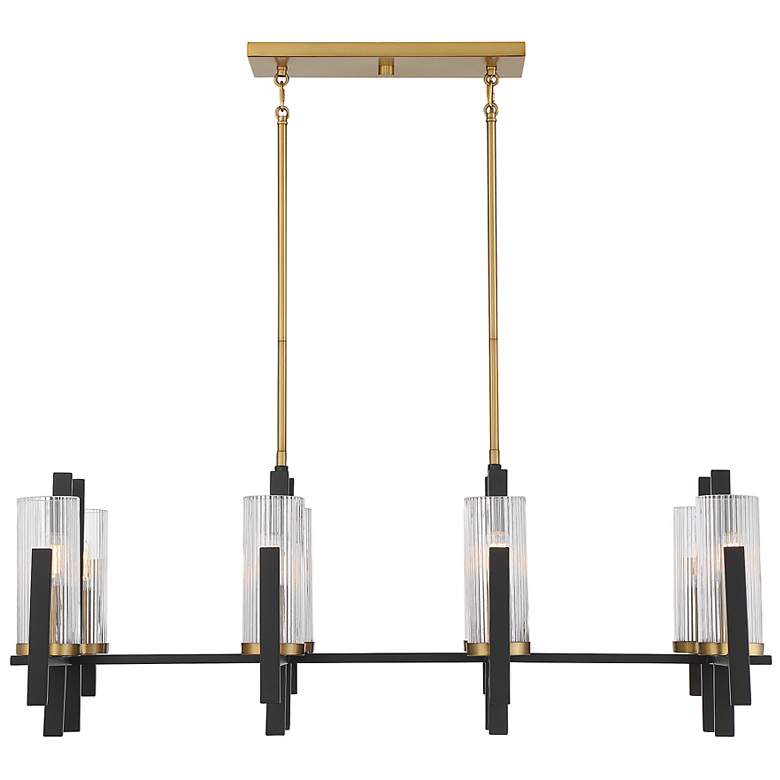 Image 3 Midland 16" Wide Black and Brass 6-Light Linear Chandelier more views