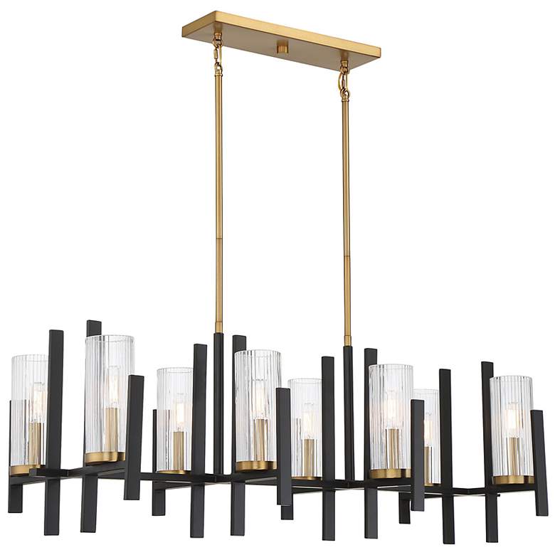Image 4 Midland 16" Wide Black and Brass 6-Light Linear Chandelier more views